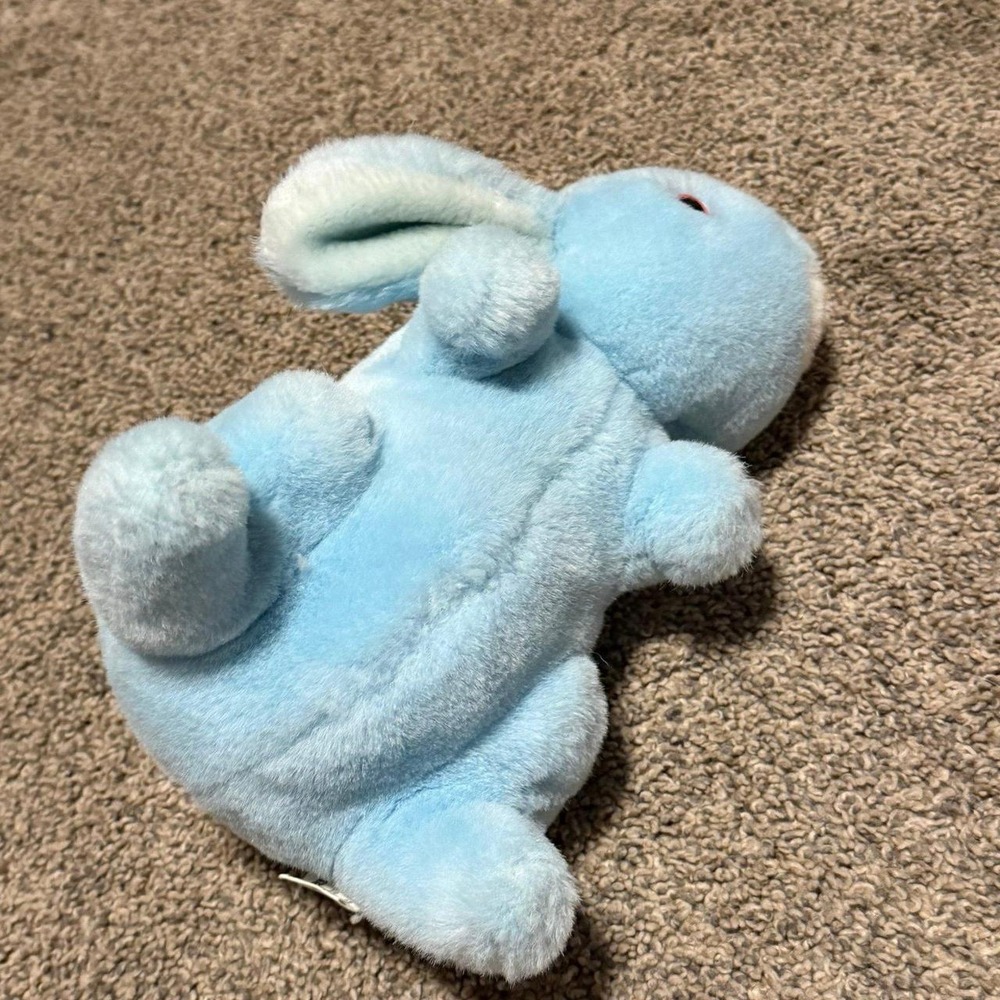Vintage 1988 Commonwealth Blue Bunny Rabbit Plush Korea Easter Lovey 10" - Picture 4 of 6